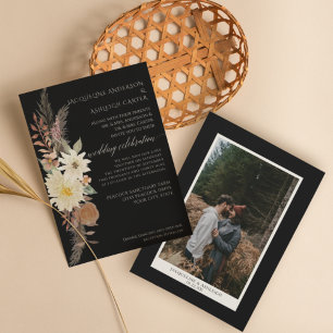 Invitation BOHO Moody Fall Florale Pampas Aquarelle en laiton