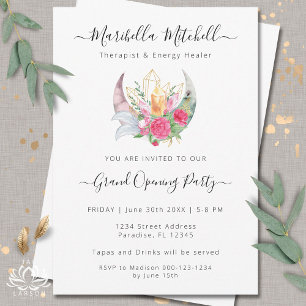 Invitation Boho Moon Crystals Plumes Fleurs Business Event