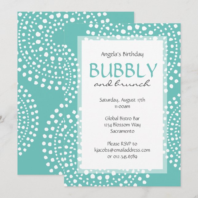 Invitation Boho Mosaic Tribal Anniversaire Aqua (Devant / Derrière)