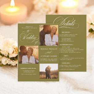 Invitation Boho mossy vert tout en un script photos mariage