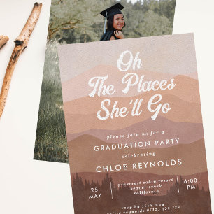 Invitation Boho Mountains Oh the Places She'll Go Graduation