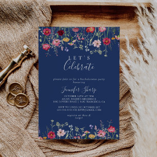 Invitation Boho Multicolor Fleur sauvage Fêtons la fête