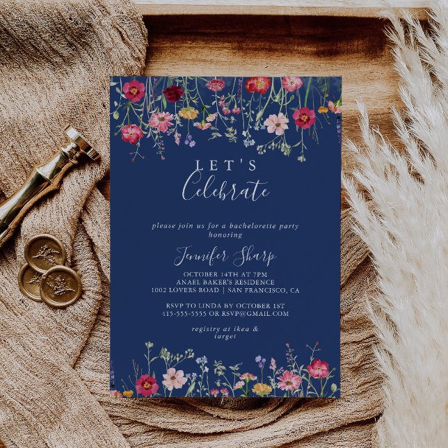 Invitation Boho Multicolor Fleur sauvage Fêtons la fête (Créateur téléchargé)