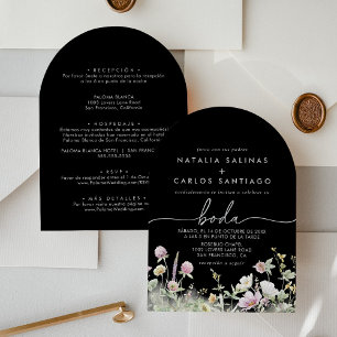 Invitation Boho multicolore automne floral avant et arrière B