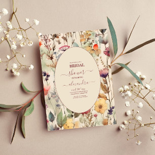 Invitation Boho Muted Tones Fête des mariées Fleur sauvage