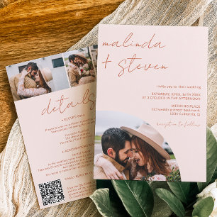 Invitation Boho Names script arche 4 photo tout en un mariage