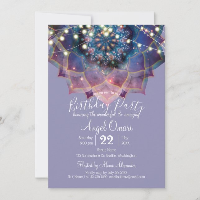 Invitation Boho Nebula Bloom | Conception de Mandala (Devant)