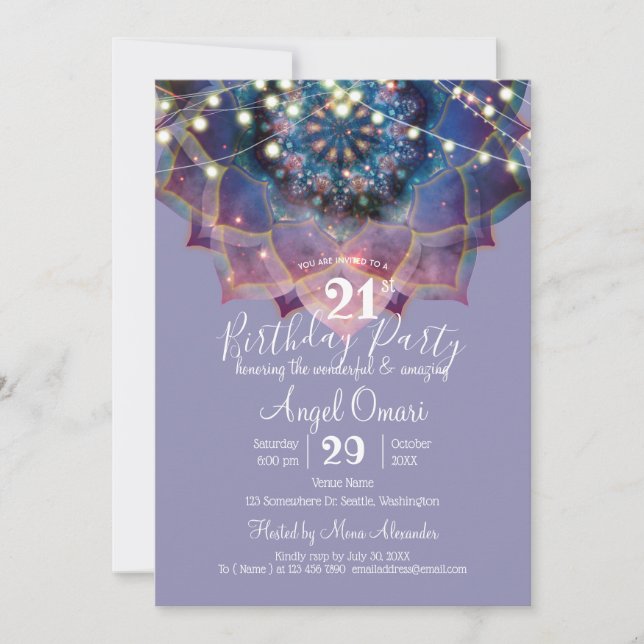 Invitation Boho Nebula Bloom | Conception de Mandala (Devant)