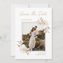 Boho Neutral Aquarelle Floral Enregistrer la date