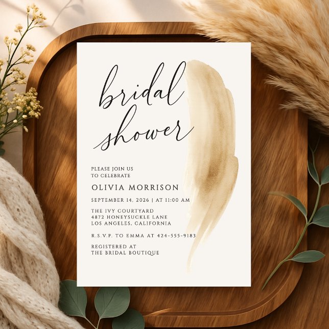 Invitation Boho Neutral Beige Watercolor Bridal Shower (Créateur téléchargé)