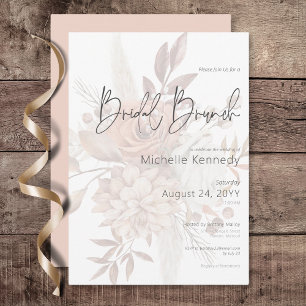 Invitation Boho Neutral Bouquet floral doux Brunch nuptial