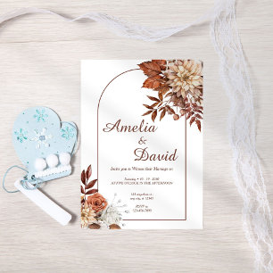 Invitation Boho Neutral Fleur Brown Mariage