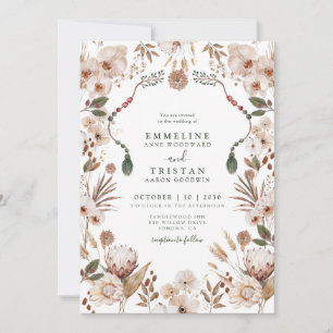 Invitation Boho Neutral Fleur sauvage Mariage