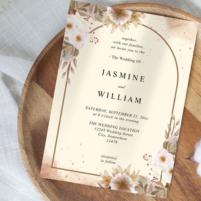 Invitation Boho Neutral Floral Mariage (Créateur téléchargé)