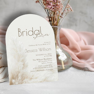 Invitation Boho Neutral Fluff Pampas Grass Arch Fête des mari
