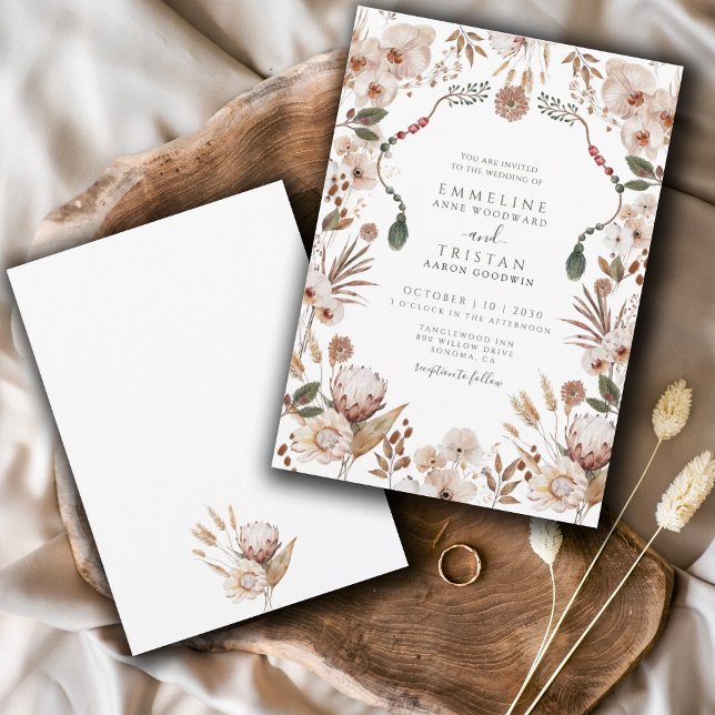 Invitation Boho Neutral Mariage botanique (Créateur téléchargé)