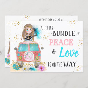 Invitation * Boho Neutral Paix & Amour Hippie Baby shower I
