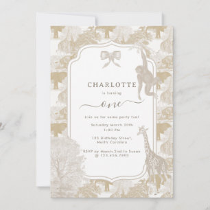 Invitation Boho Neutral Safari animal Chinoiserie Anniversair