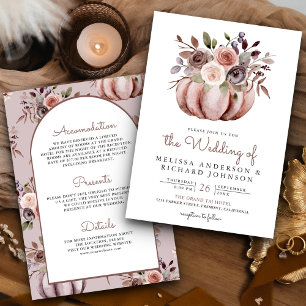 Invitation Boho Neutre Citrouille Floral tout en un Mariage
