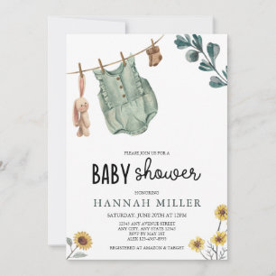 Invitation Boho neutre du genre Baby shower aquarelle