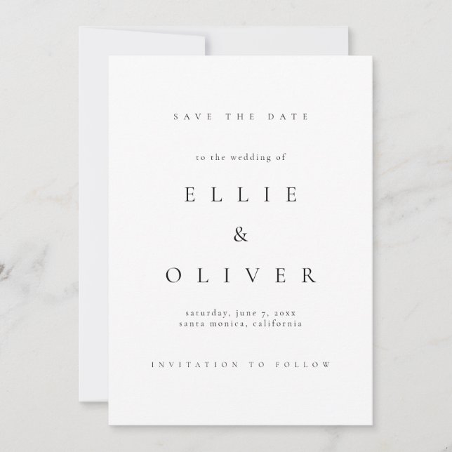 Invitation Boho noir et blanc élégant Enregistrer la date II (Devant)
