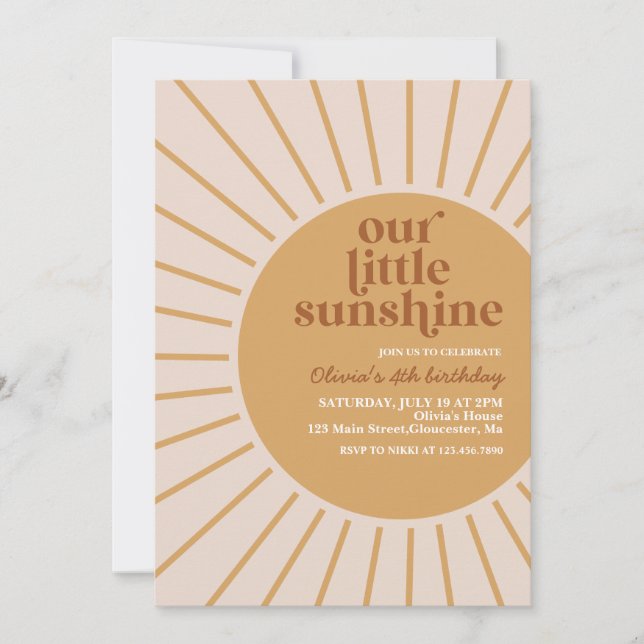 Invitation boho notre petit soleil anniversaire (Devant)