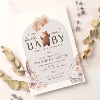 Invitation Boho Nous Pouvons Bearly Wait Baby shower