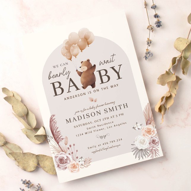 Invitation Boho Nous Pouvons Bearly Wait Baby shower (Créateur téléchargé)