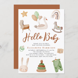 Invitation Boho Nursery Aquarelle Baby shower en terre cuite