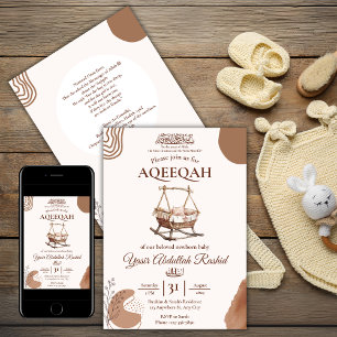 Invitation Boho Nursery Baby Boy Muslim Newborn Aqiqah Aqeeqa