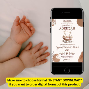 Invitation Boho Nursery Baby Boy Muslim Newborn Aqiqah Aqeeqa