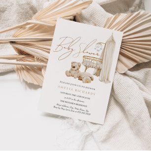 Invitation Boho Nursery Baby shower bleu