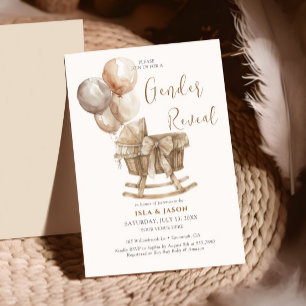 Invitation Boho Nursery Beige Balloons Révélation de genre