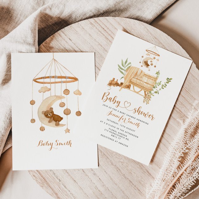 Invitation Boho nursery mobile baby shower  (Créateur téléchargé)
