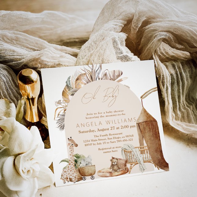 Invitation Boho Nursery Moderne Baby shower élégant (Créateur téléchargé)