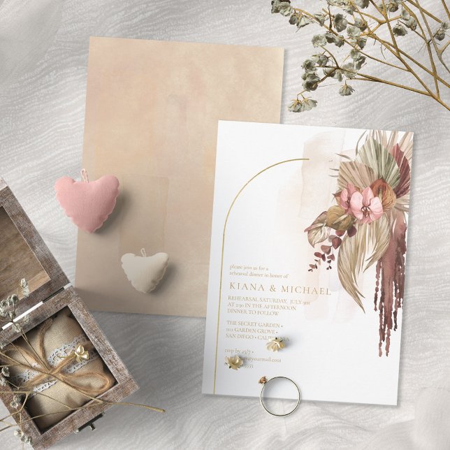 Invitation Boho Oasis Mariage Dîner de répétition florale ID9 (Créateur téléchargé)