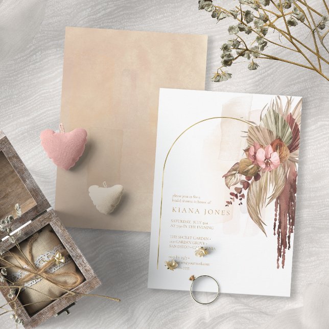 Invitation Boho Oasis Mariage Floral Réception de Mariée ID95 (Créateur téléchargé)