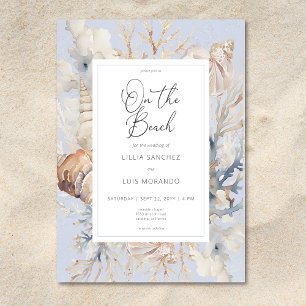 Invitation Boho Ocean Dusty Blue Sur la plage Mariage