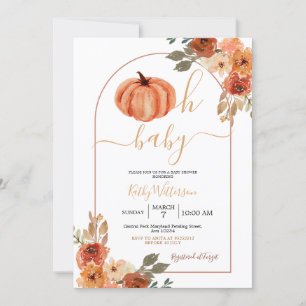 Invitation Boho Oh Baby Arch Citrouille Baby shower Fleur sau