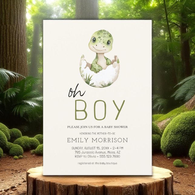Invitation Boho Oh Boy Dinosaur Baby Boy Douche (Créateur téléchargé)