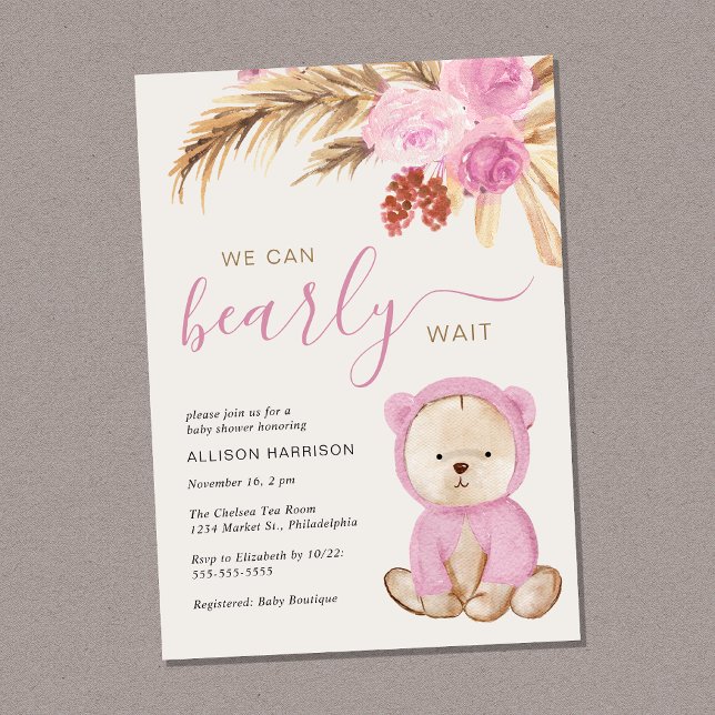 Invitation Boho On Peut Attendre Bébé Fille Douche (Créateur téléchargé)