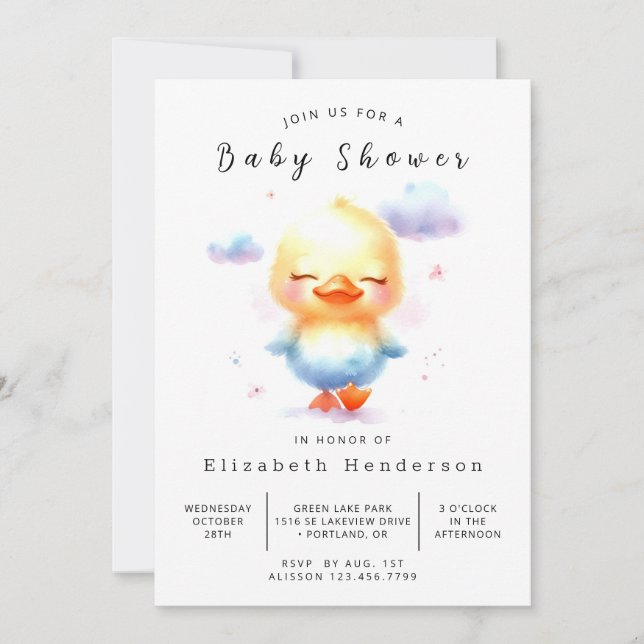 Invitation Boho Online Duck Baby shower (Devant)