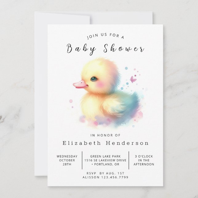 Invitation Boho Online Duck Baby shower (Devant)