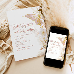 Invitation Boho or Butterfly baisers baby shower