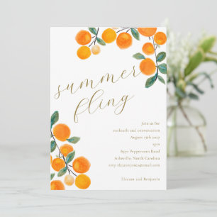 Invitation Boho Orange Agrumes Aquarelle Fruit d'été