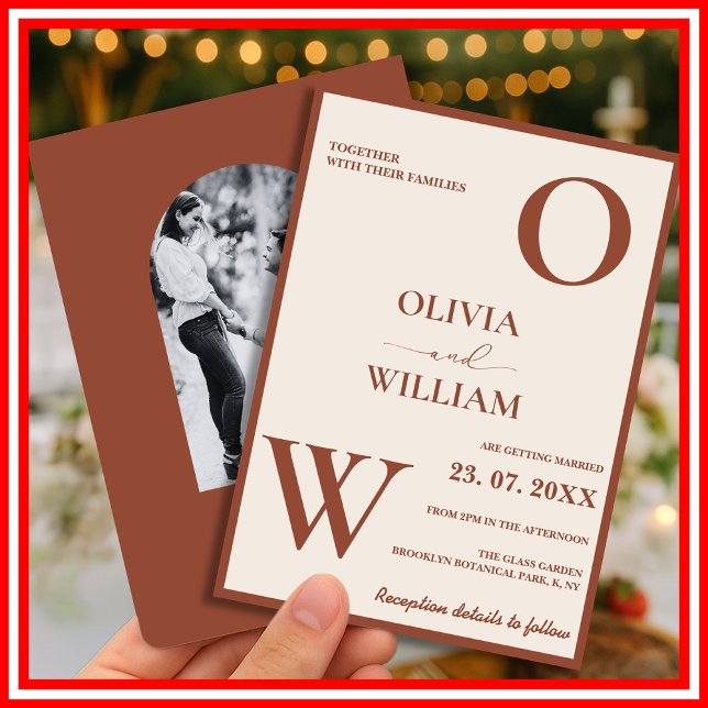 Invitation Boho Orange Brûlé | Mariage Moderne en Terre Cuite (Créateur téléchargé)