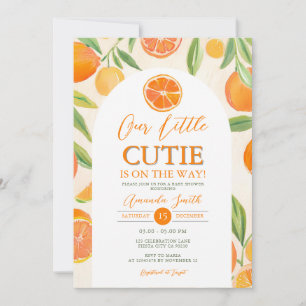 Invitation Boho Orange Little Cutie Baby Shower Floral