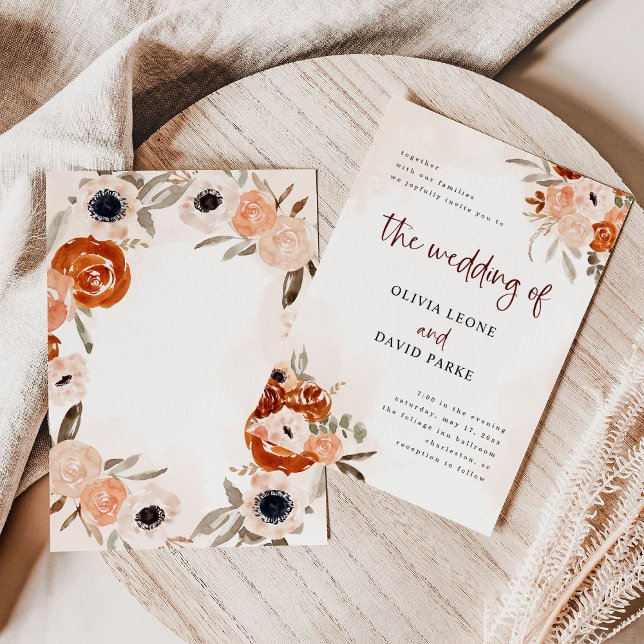 Invitation Boho orange rustique | Mariage aquarelle (Créateur téléchargé)