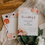 Invitation Boho orange rustique | Mariage d'aquarelle<br><div class="desc">Ces invitations de mariage romantiques et magnifiques présentent un style boho branché et une élégante calligraphie bordeaux. Des bouquets bohèmes rustiques de fleurs orange,  pêche,  rougies et taupes et des feuilles botaniques neutres décorent les coins,  avec des éclaboussures d'aquarelle assorties sur un arrière - plan moelleux.</div>