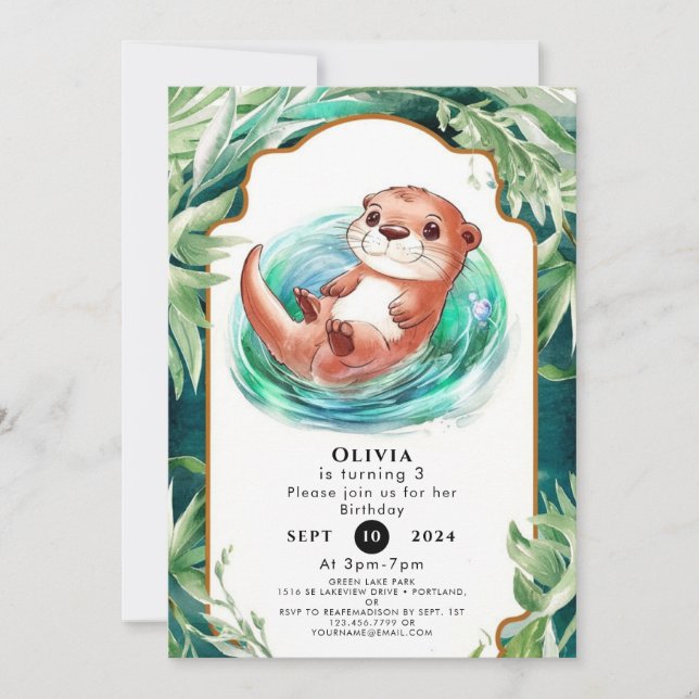 Invitation Boho Otter coloré Anniversaire (Devant)